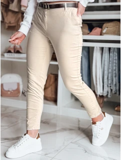 Dámské kalhoty slim fit s páskem light beige Dstreet model 22321089 - FashionStreet