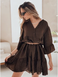 letní mušelínové šaty tmavě hnědé Dstreet model 22321114 - FashionStreet