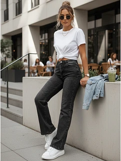 Jeansy damskie z wysokim stanem szare FashionStreet UY2991
