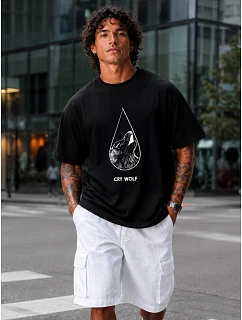 Koszulka męska oversize bawełniana z nadrukiem czarna model 22215932 - FashionStreet