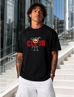 Tshirt męski oversize z nadrukiem bawełniany czarny model 22216178 - FashionStreet