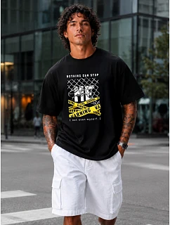Koszulka męska bawełniana oversize z nadrukiem czarna model 22216198 - FashionStreet