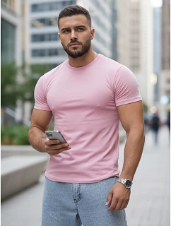Tshirt męski basic różowy model 22216283 - FashionStreet