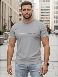 Tshirt męski bawełniany z napisem szary model 22305447 - FashionStreet
