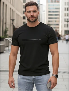 Tshirt męski bawełniany z napisem czarny model 22305487 - FashionStreet