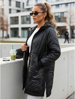 kurtka damska pikowana z kapturem czarna model 22347472 - FashionStreet