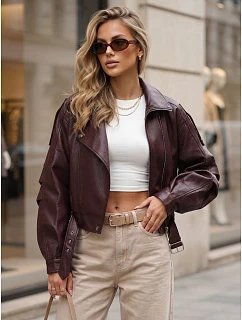 skórzana kurtka ramoneska bordowa model 22305605 - FashionStreet