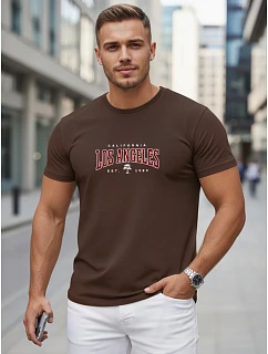 Koszulka męska bawełniana z napisem brązowy model 22315984 - FashionStreet