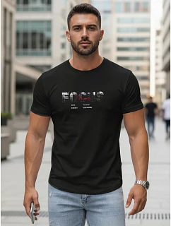 Tshirt męski z napisem bawełniany czarny model 22316019 - FashionStreet