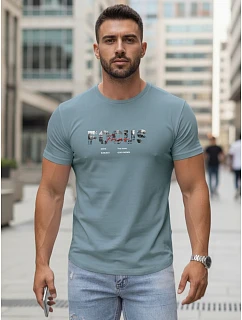 Tshirt męski z napisem bawełniany petrol model 22316039 - FashionStreet