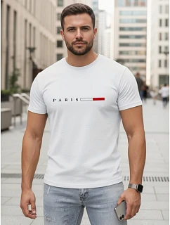 Koszulka męska bawełniana z napisem PARIS biała model 22316099 - FashionStreet