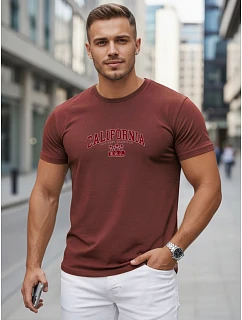 Tshirt męski bawełniany z nadrukiem California bordowy model 22316114 - FashionStreet