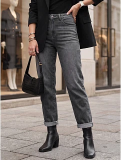 Jeansy damskie mom fit z wysokim stanem szare FashionStreet UY3114