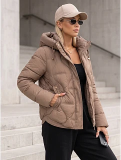 Kurtka damska zimowa pikowana z kapturem beżowa model 22350713 - FashionStreet