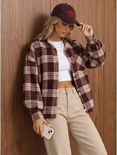Kurtka damska w oversize bordowa model 22365109 - FashionStreet