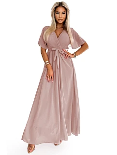 Dlouhé šaty se výstřihem a vázáním model 22316503 - numoco basic