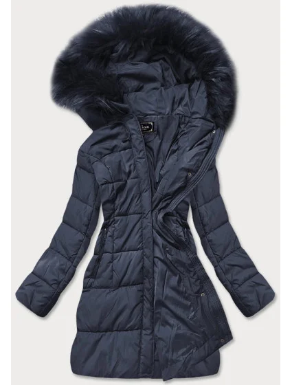 PIKOWANA KURTKA DAMSKA ZIMOWA Z KAPTUREM GRANATOWA model 21241775 - Libland