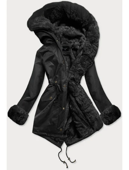 PARKA DAMSKA ZIMOWA NA MISIU CZARNA (BR529-101)