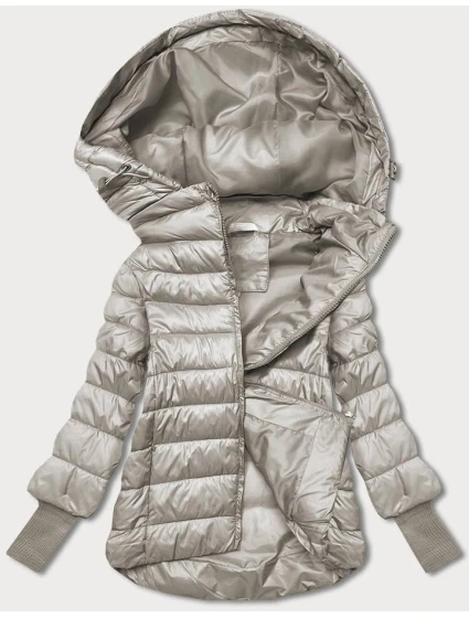 Krátká béžová dámská bunda s stahovacími lemy model 21785344 - MINORITY