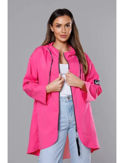 Růžový tenký asymetrický dámský přehoz přes oblečení model 18001565 - S'WEST