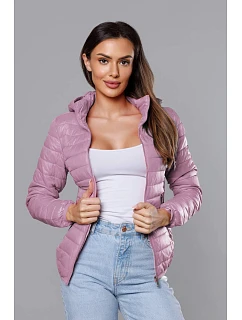 Růžová prošívaná dámská bunda s kapucí model 18038070 - S'WEST