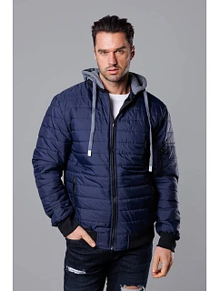Tmavě modrá pánská bunda typu "bomber" s kapucí model 18344919 - J.STYLE