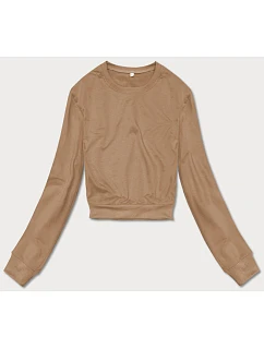 Tenká krátká dámská tepláková mikina v cappuccino barvě model 18378928 - J.STYLE