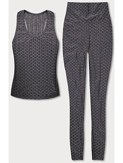 Tmavě šedý sportovní komplet top a legíny model 18433380 - J.STYLE