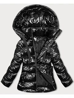BŁYSZCZĄCA KURTKA DAMSKA Z KAPTUREM CZARNA model 18822999 - J.STYLE