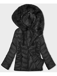 Krátká černá zimní bunda s kapucí model 21246217 - J.STYLE