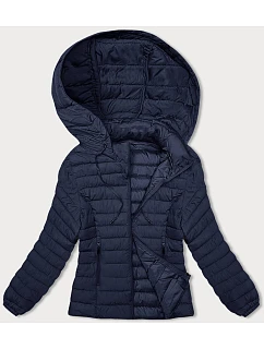 Tmavě modrá dámská prošívaná bunda s kapucí model 18930910 - J.STYLE