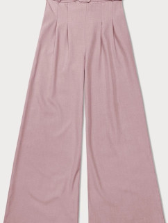Elegantní dámské kalhoty v pudrově růžové barvě s opaskem (18727)