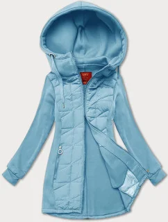 Světle modrá rozepínací dámská mikina z různých spojených materiálů model 20722427 - LHD