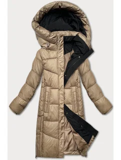 Béžová dámská zimní bunda s kontrastní podšívkou model 21248806 - Glakate