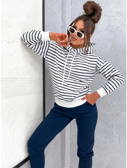 Tmavě modrý dámský bavlněný teplákový komplet s mikinou model 21777414 - Moon