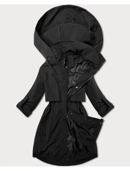 Jednoduchá černá dámská plus size bunda bez  model 21008615 - J.STYLE