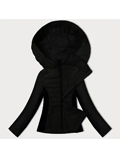 Černá dámská bunda z různých spojených materiálů model 21098285 - J.STYLE