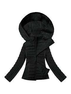 Černá dámská bunda z různých spojených materiálů model 21095895 - J.STYLE