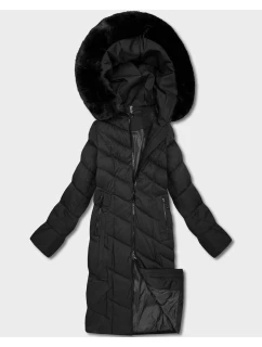 Černá dlouhá dámská bunda s kapucí model 21794496 - ROSSE LINE