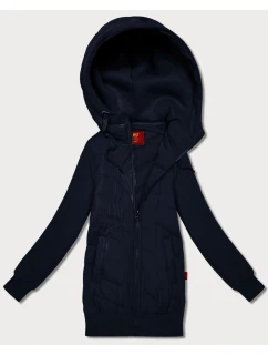 Tmavě modrá dámská mikina s kapucí z různých materiálů model 21787468 - LHD