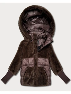Hnědá dámská zimní bunda s kapucí model 21785363 - Libland