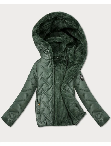 Dámská bunda v khaki barvě s kožešinovou podšívkou model 21809010 - S'WEST