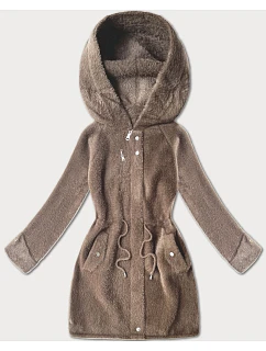 Vlněná bunda z alpaky s kapucí, barva camel model 22395568 - MHM
