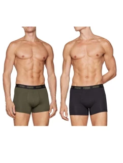 Pánské boxerky Puma 2-Pack khaki černá pohodlná bavlna