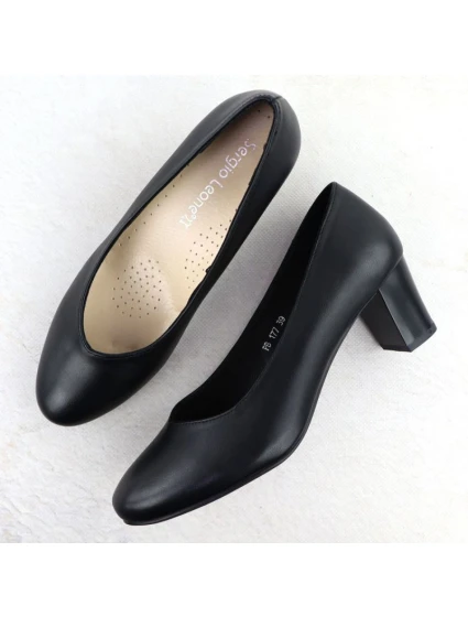 Dámské nízké lodičky na jehlovém podpatku černé Sergio model 21906133 - LEONE