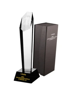 Trofeum szklane grawerowane z etui + wypełnienie farbą