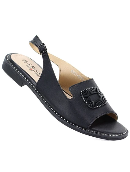 Dámské černé kožené sandály S.Barski model 22117598