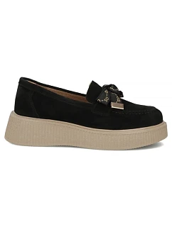 Dámské kožené polobotky na platformě, černé, ze  model 22317066 - FILIPPO