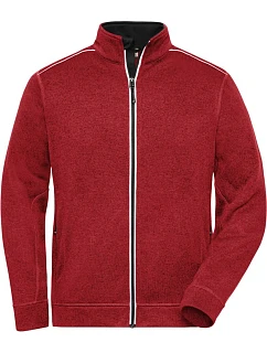 JN Pánská pracovní pletená fleece bunda Solid 02.0 red melange/black model 22493646 - Daiber