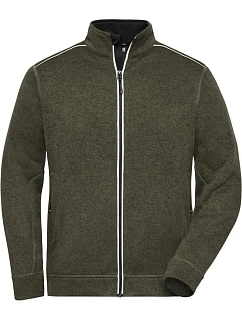 JN Pánská pracovní pletená fleece bunda Solid 02.0 olive melange/black model 22493635 - Daiber